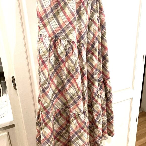 NEW Polo Ralph Lauren Madras Tiered Wrap Maxi Halter Dress Cottagecore Size 10 - Picture 5 of 14